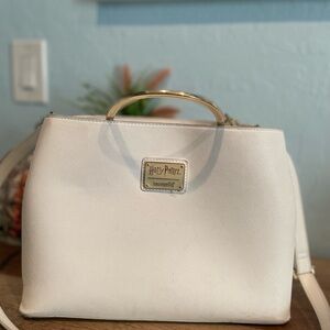 Loungefly Cream Top-Handle Satchel with Gold Hardware